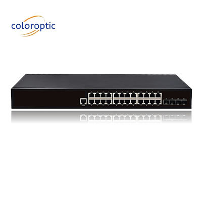 24 porte Fast Ethernet Poe Switch Plug and Play 10/100/1000M(POE) 4*10GE porte SFP