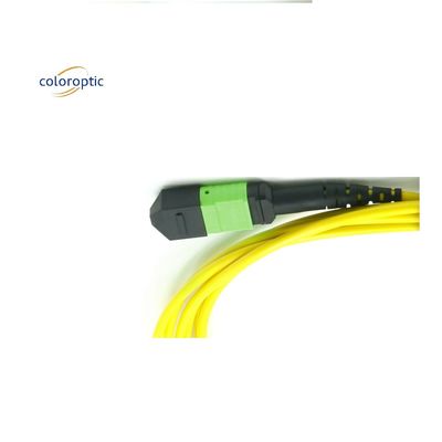 OM3 MPO Patch Cord 12 Core Aqua Fiber Optic Connector per una rete efficiente
