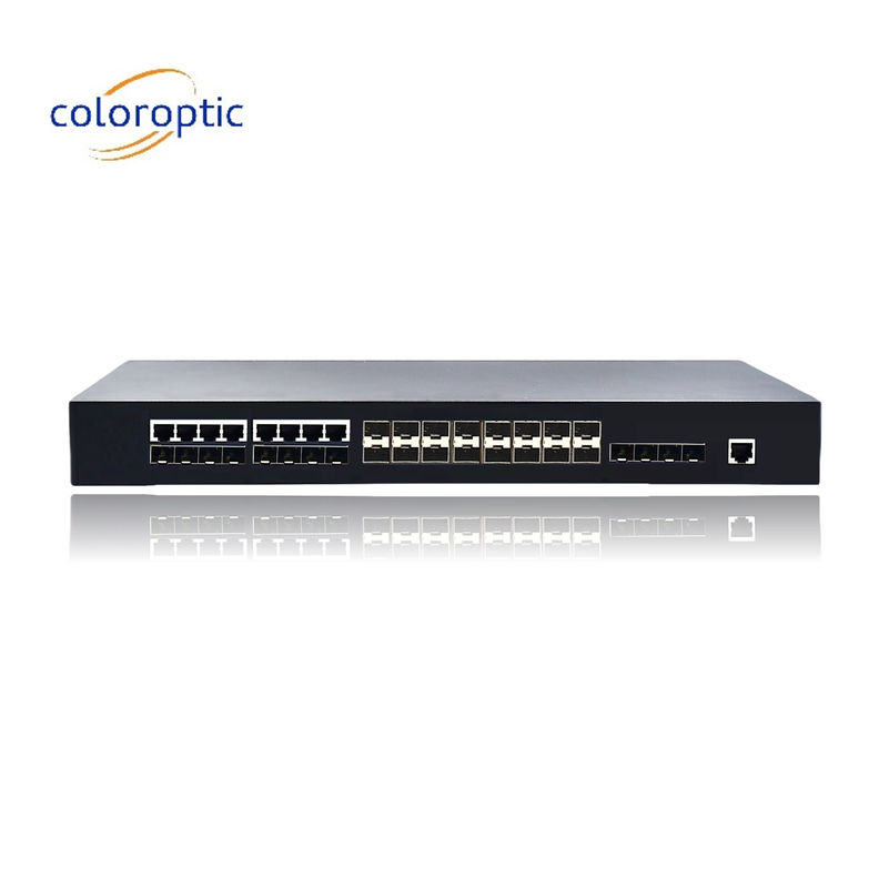 2 commutatori Poe di livello con 16 porte SFP 8 COMBO 4 10GE supportano la commutazione della velocità del filo